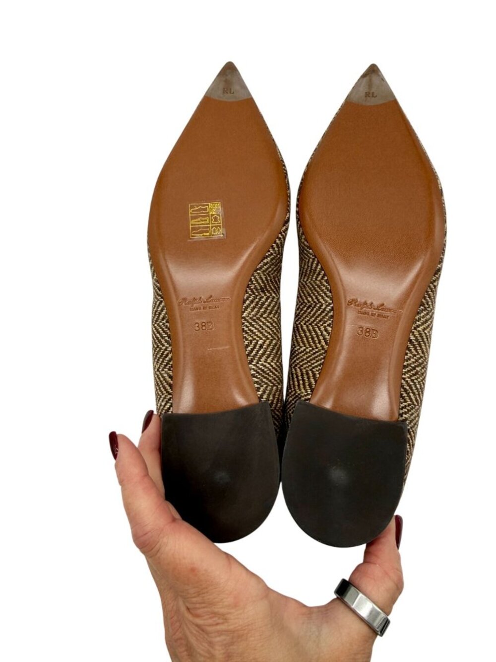 Ralph Lauren Kendrya herringbone tweed ballet flats Purple Label Collection NWB- - Picture 5 of 7